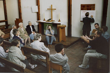 Themengruppe im Gespräch, Gemeindefest, 2.9.1990