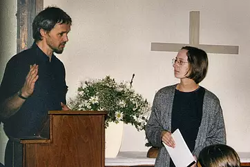 50.Jubiläum der Cyriakkapelle. Im Podiumsgespräch: Frauke Kohnert und St.Börner